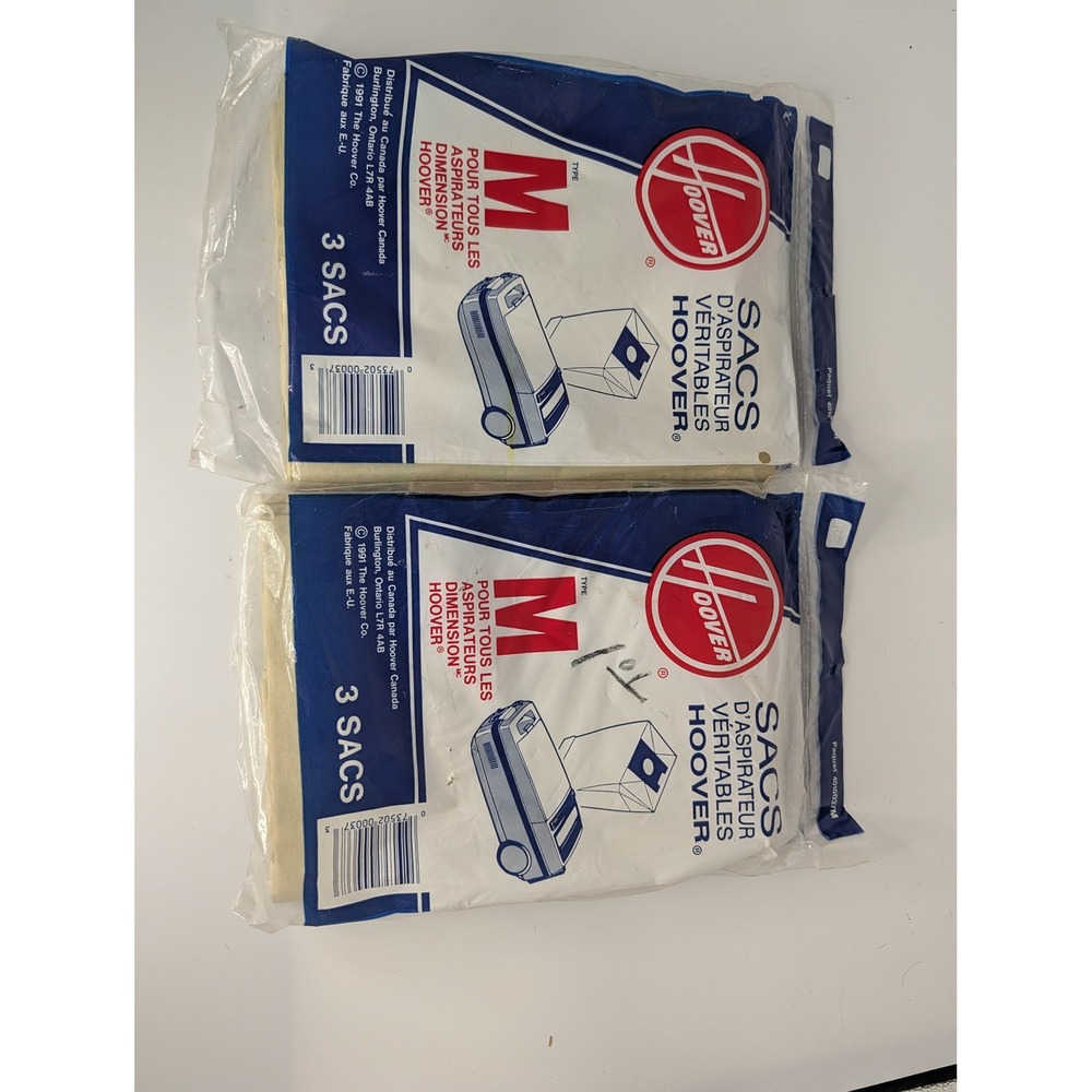 Hoover Type M Vacuum Cleaner Bags 2-Pack 6 Bags Dimension Canister 4010037M